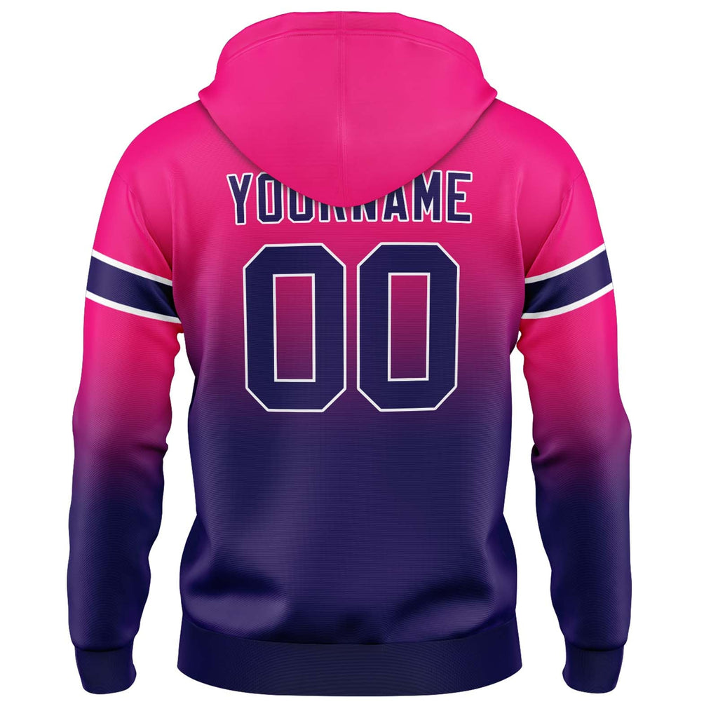Custom Gradient Hoodie For Man Woman Girl Boy Print Your Logo Name Number Rose&Dark Purple enthsush