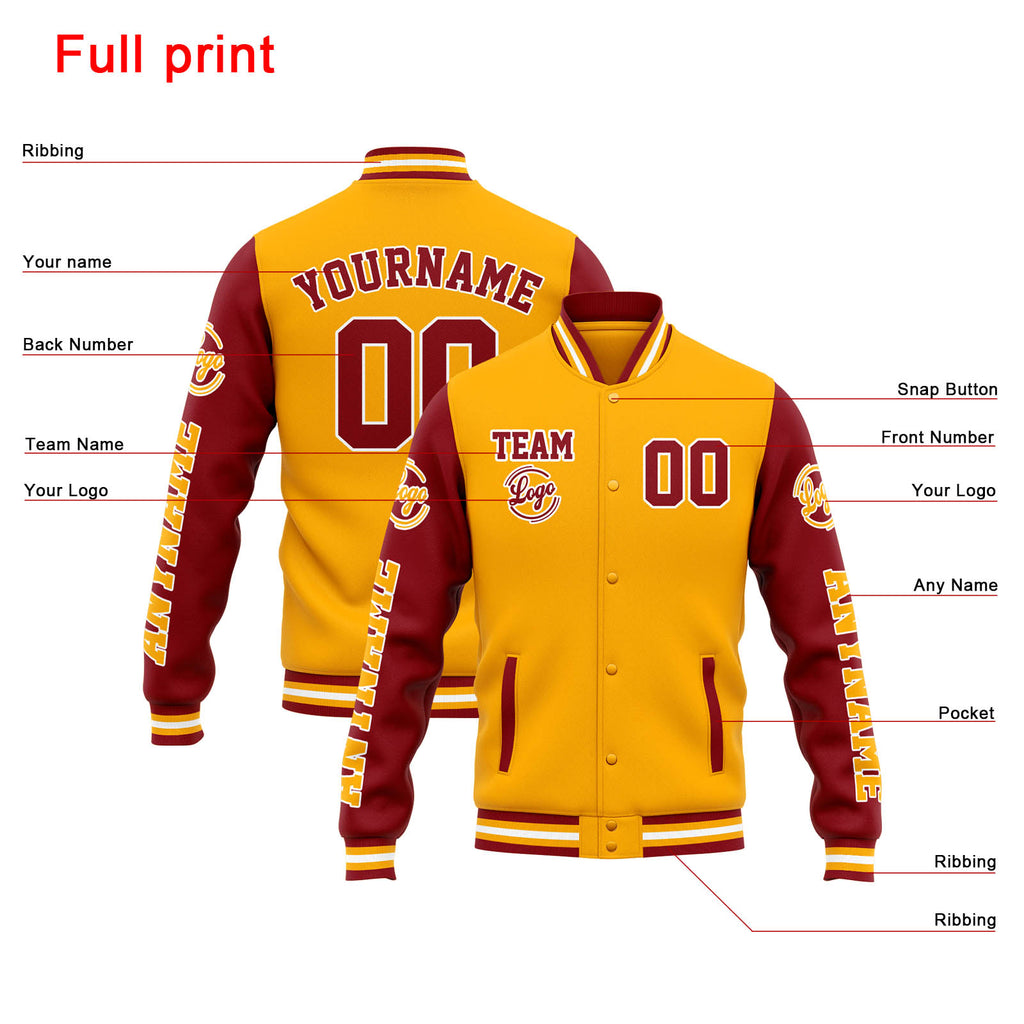Custom Varsity Jacket Letterman jacket for Men, Women and Youth Orange Red enthsush