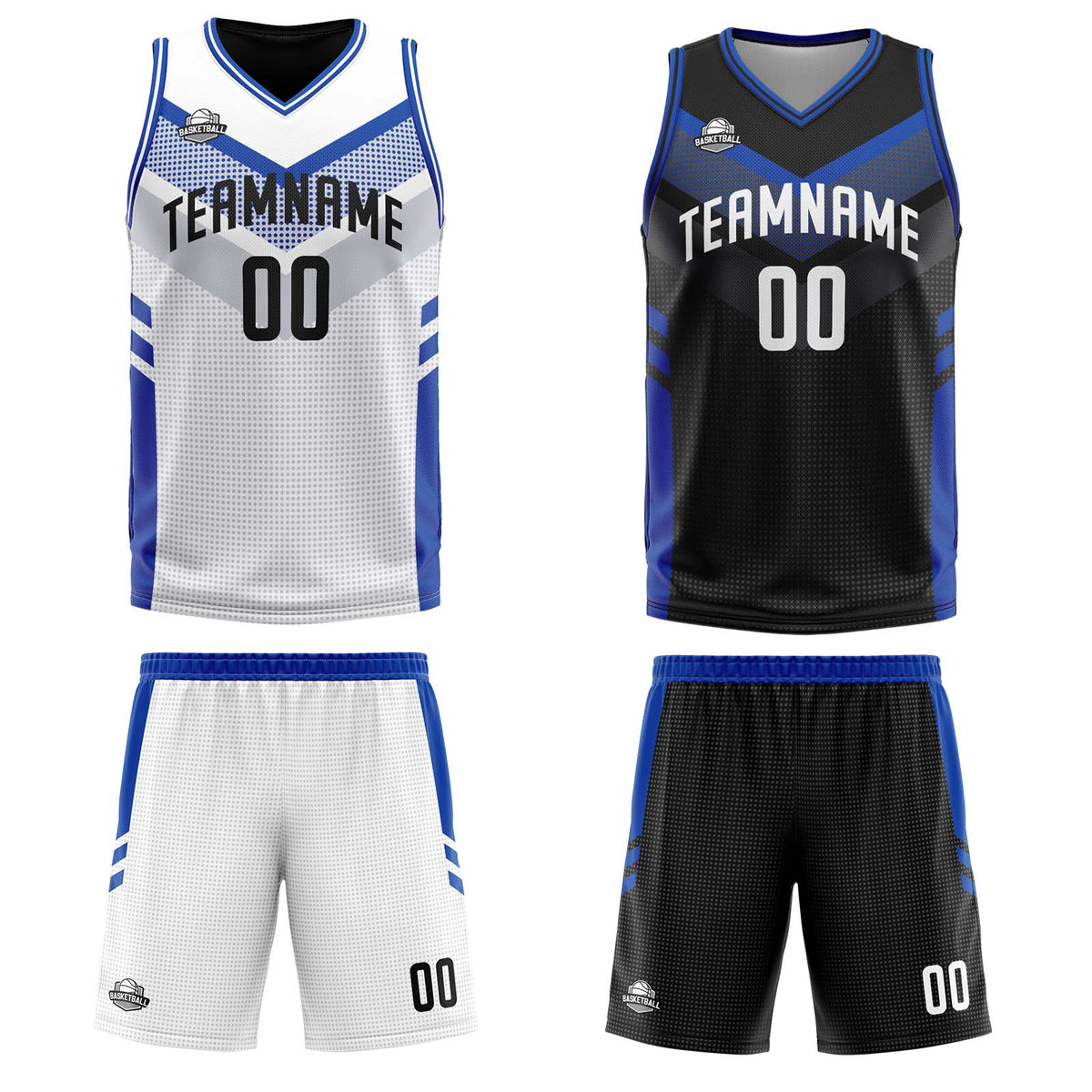 Custom White Blue Reversible Basketball Suit for Adults and Kids Personalized Jersey enthsush