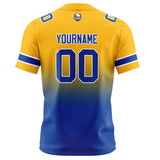 Custom Yellow&Blue Gradient Football Jersey Personalized Football Shirts for Men Women  Printed Team Name Number Logo