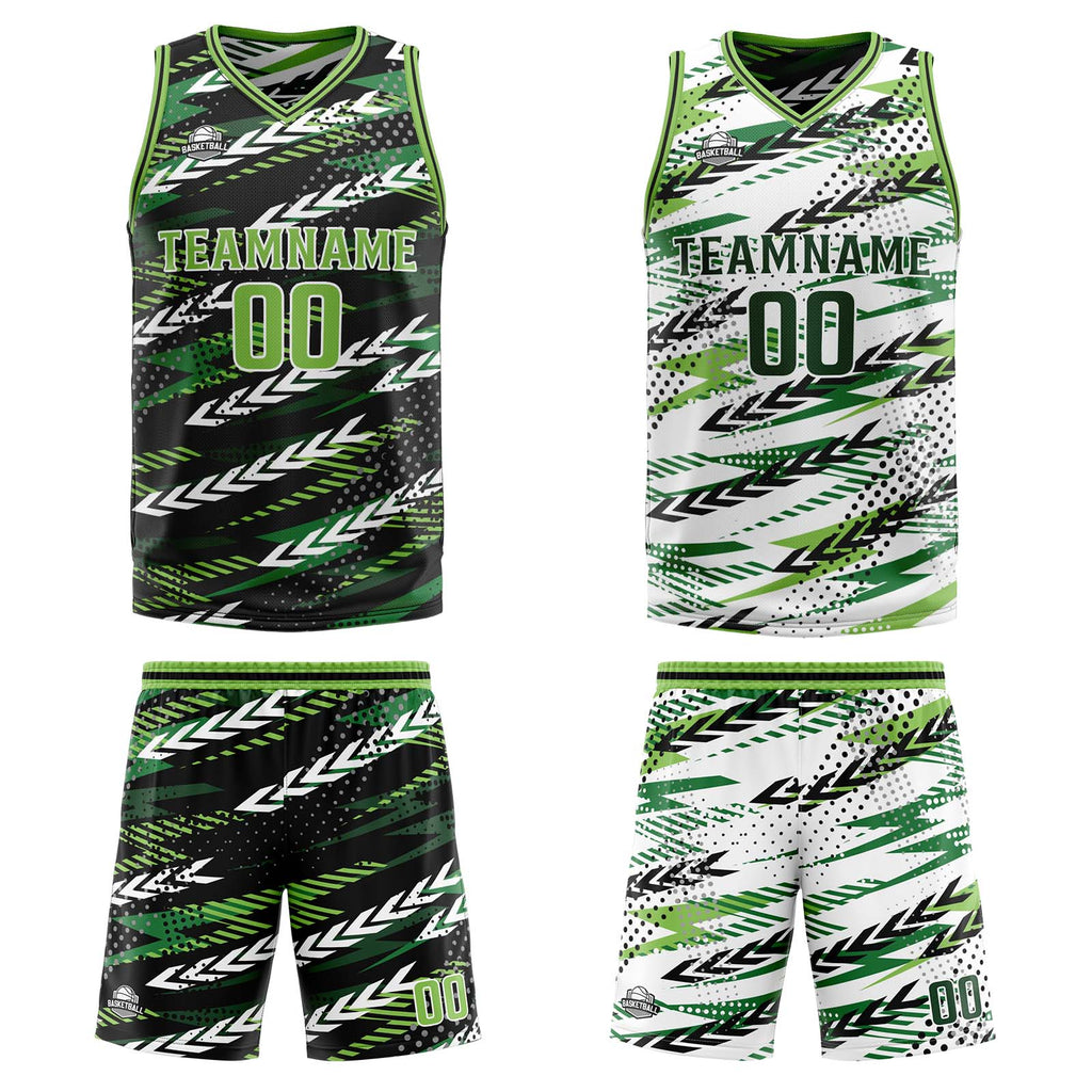 Custom Black Dark Green Reversible Basketball Suit for Adults and Kids Personalized Jersey enthsush