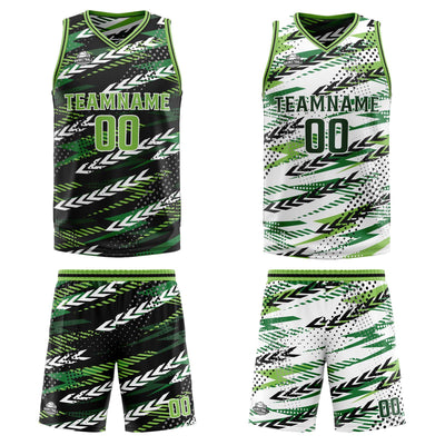 Custom Black Dark Green Reversible Basketball Suit for Adults and Kids Personalized Jersey enthsush