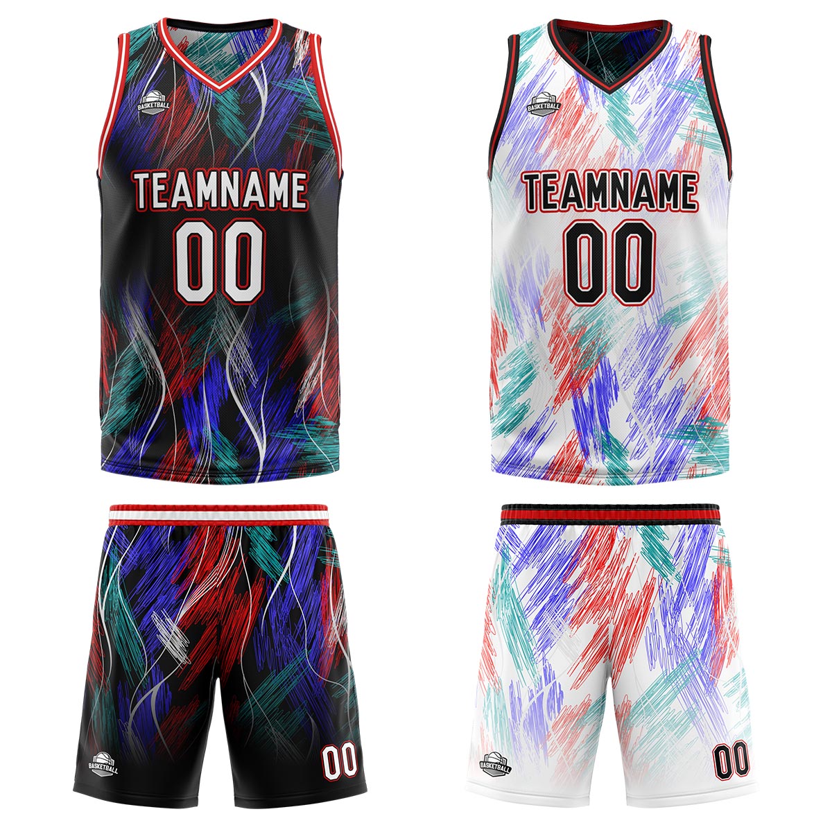 Custom Black Red Reversible Basketball Suit for Adults and Kids Personalized Jersey enthsush