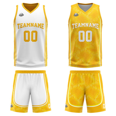 Custom White Orange Reversible Basketball Suit for Adults and Kids Personalized Jersey enthsush