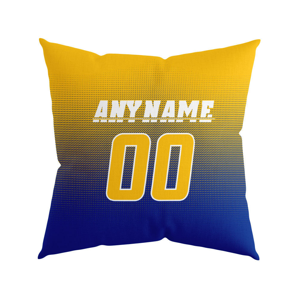 Custom Football Throw Pillow for Men Women Boy Gift Printed Your Personalized Name Number Yellow&Powder Blue&White enthsush