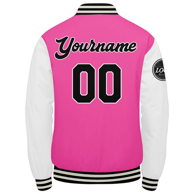 Custom Varsity Jacket Letterman jacket for Men, Women and Youth Pink enthsush