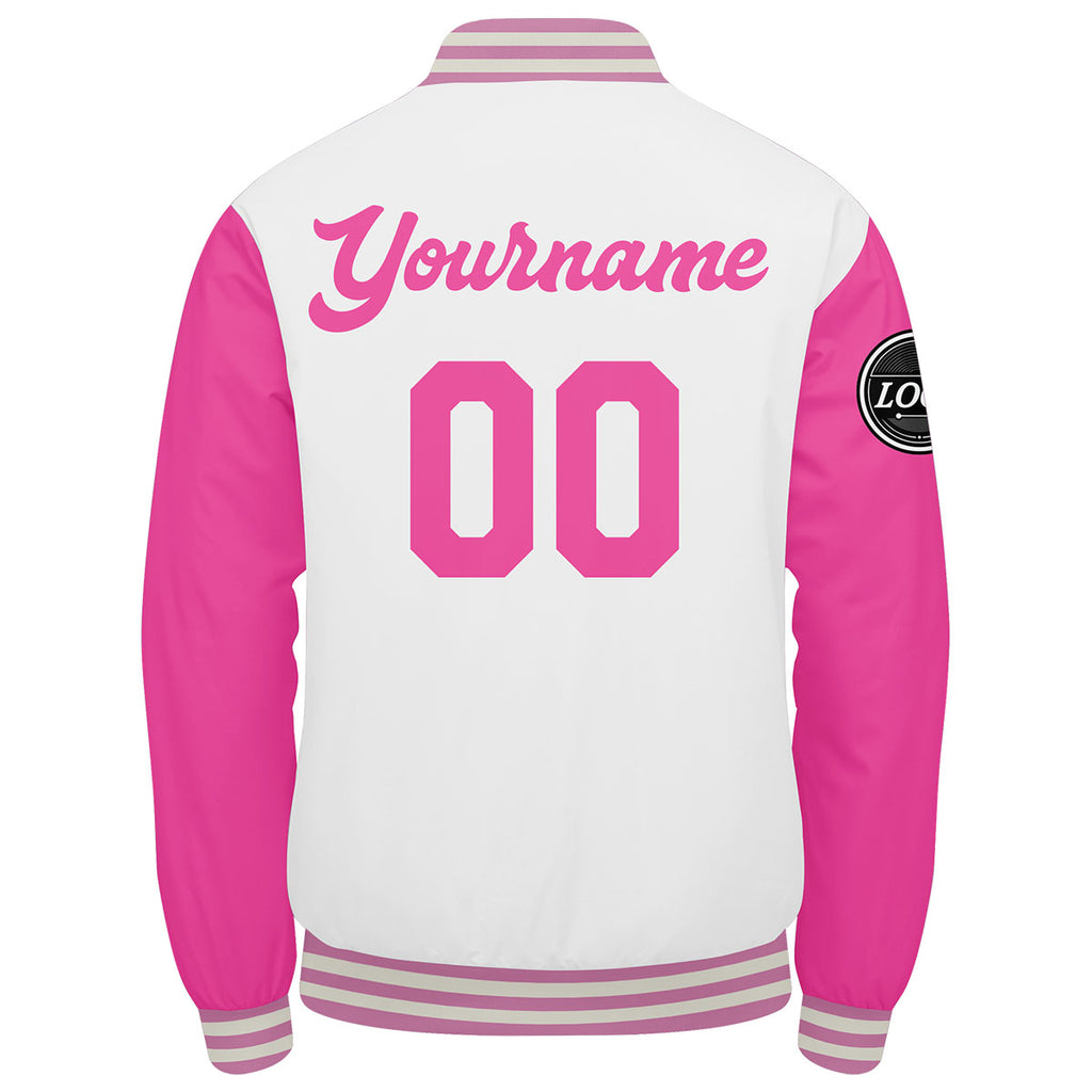 Custom Varsity Jacket Letterman jacket for Men, Women and Youth Pink enthsush