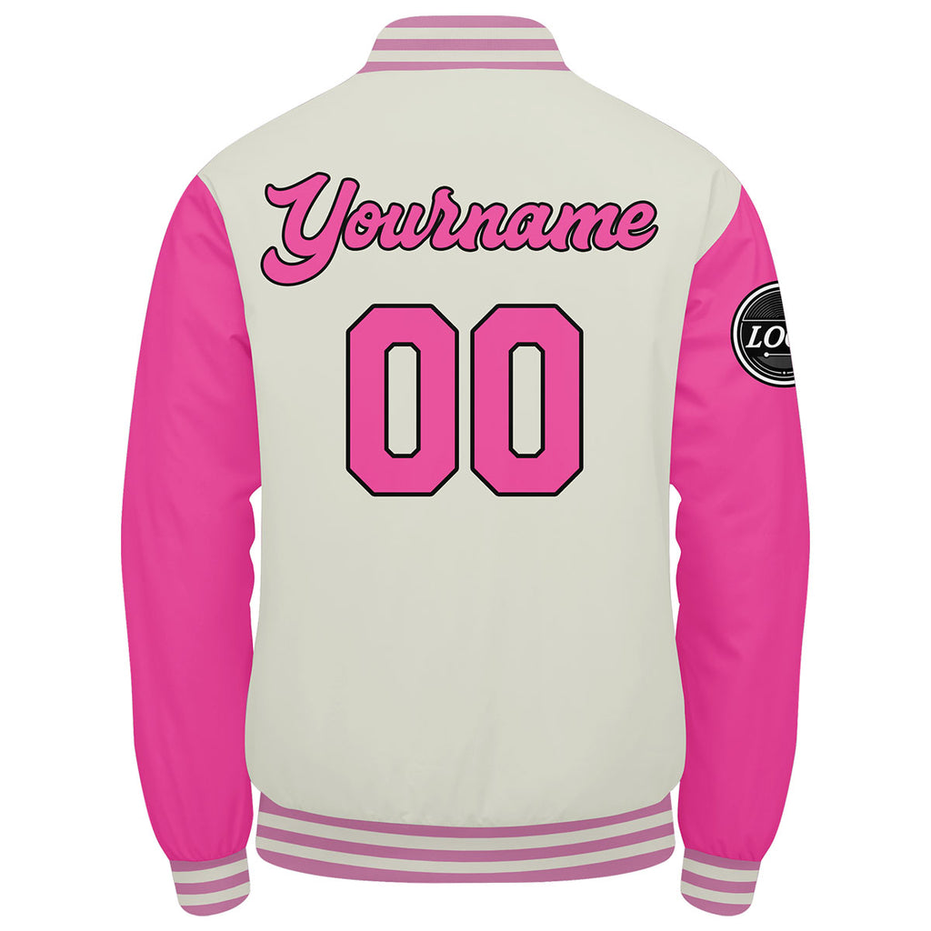 Custom Varsity Jacket Letterman jacket for Men, Women and Youth Pink enthsush