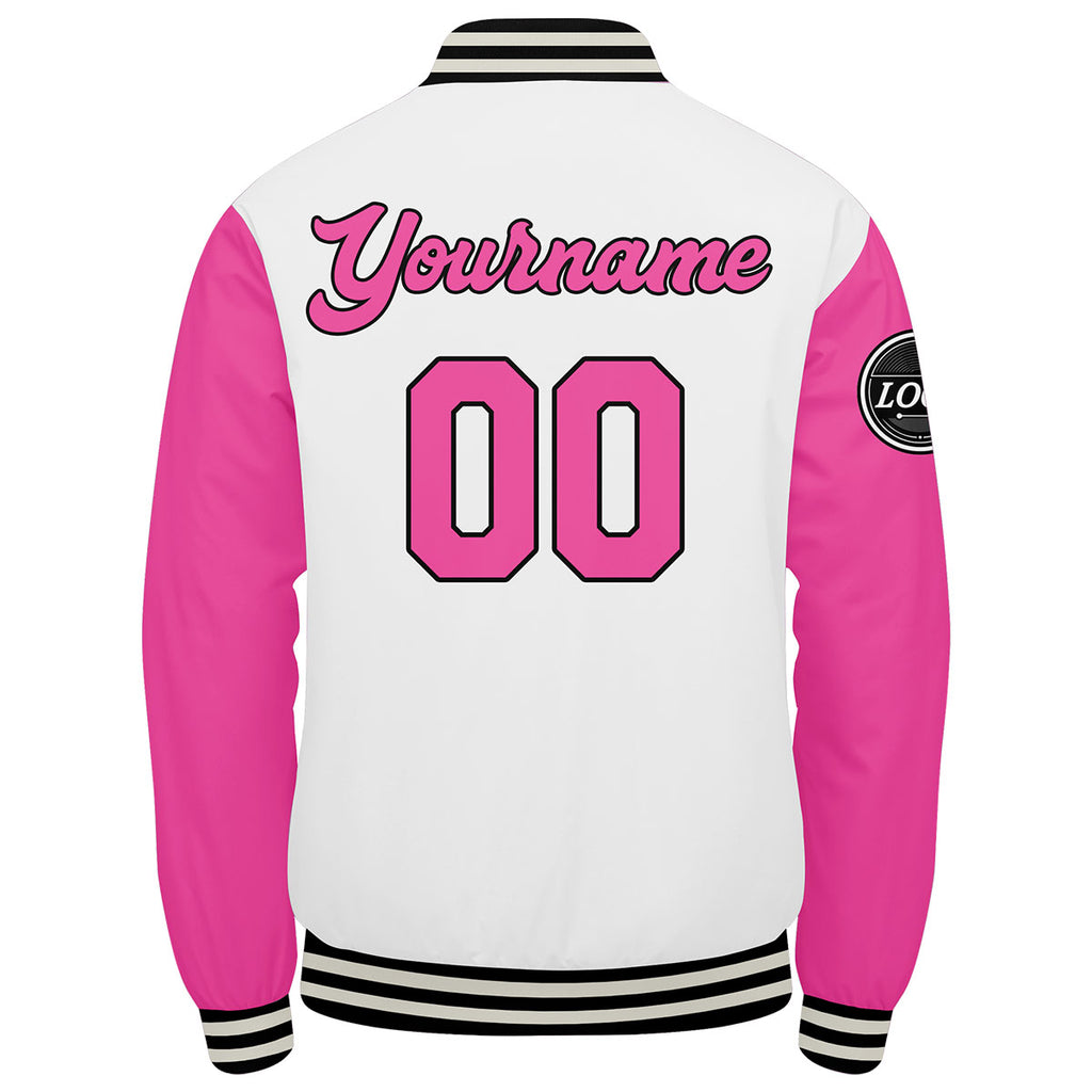 Custom Varsity Jacket Letterman jacket for Men, Women and Youth Pink enthsush