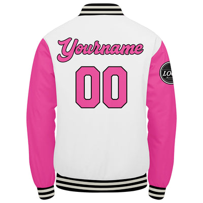 Custom Varsity Jacket Letterman jacket for Men, Women and Youth Pink enthsush