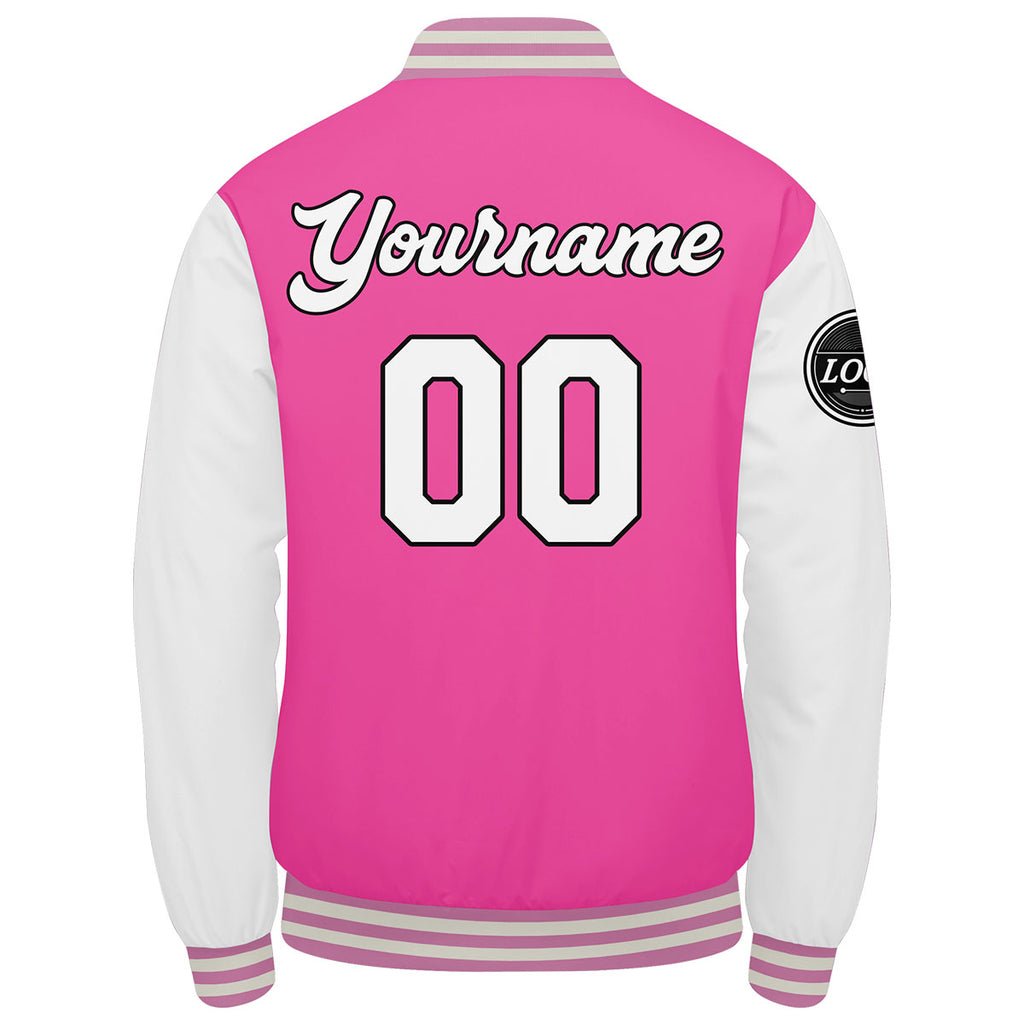 Custom Varsity Jacket Letterman jacket for Men, Women and Youth Pink enthsush