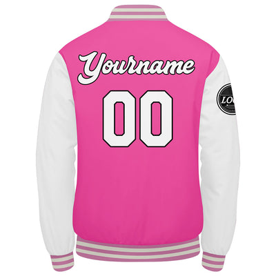 Custom Varsity Jacket Letterman jacket for Men, Women and Youth Pink enthsush
