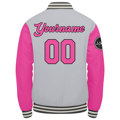 Custom Varsity Jacket Letterman jacket for Men, Women and Youth Pink enthsush