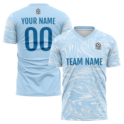 Custom Soccer Jerseys for Men Women Personalized Soccer Uniforms for Adult and Kid Light Blue-White enthsush