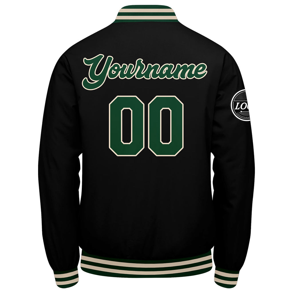 Custom Varsity Jacket Letterman jacket for Men, Women and Youth Dark Green Black Cream enthsush
