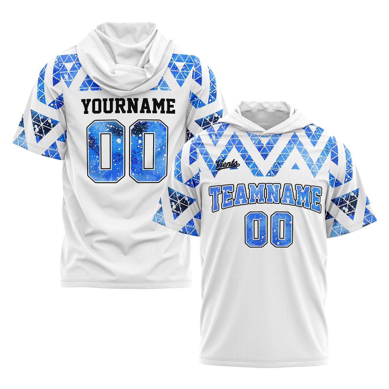 Custom White Blue Short Sleeve Hoodies for Men Women Shirts with Hoods Printed Name Logo enthsush