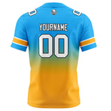 Custom Light Blue Orange Gradient Football Jersey Personalized Football Shirts for Men Women  Printed Team Name Number Logo