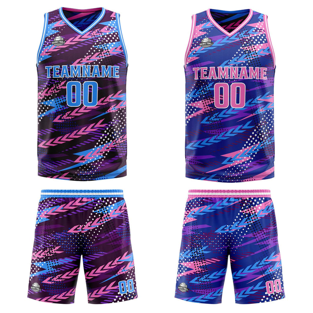 Custom Pink Purple Reversible Basketball Suit for Adults and Kids Personalized Jersey enthsush