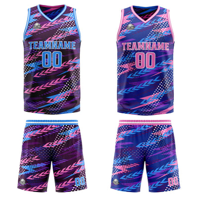 Custom Pink Purple Reversible Basketball Suit for Adults and Kids Personalized Jersey enthsush