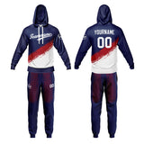 Custom Navy White Sweatshirt Hoodie For Men Women Girl Boy Print Your Logo Name Number