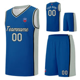 Custom basketball jersey shorts for men and women. Embroidered and printed name, number and logo Blue