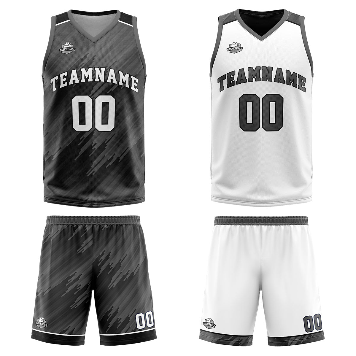 Custom Grey Reversible Basketball Suit for Adults and Kids Personalized Jersey enthsush