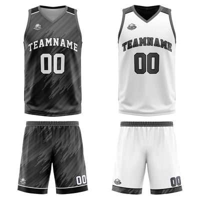 Custom Grey Reversible Basketball Suit for Adults and Kids Personalized Jersey enthsush