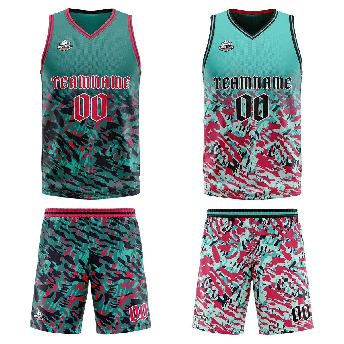 Custom Green Red Reversible Basketball Suit for Adults and Kids Personalized Jersey enthsush