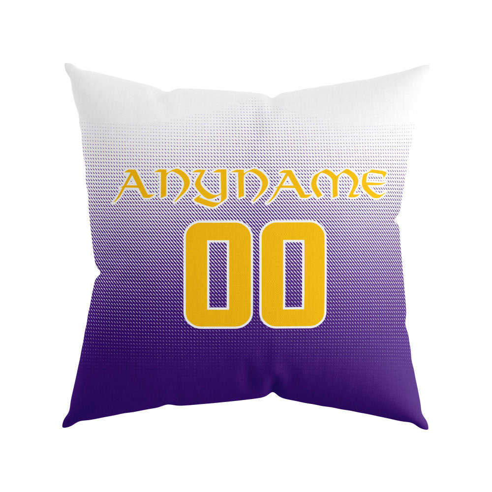 Custom Football Throw Pillow for Men Women Boy Gift Printed Your Personalized Name Number Yellow&Purple&White enthsush