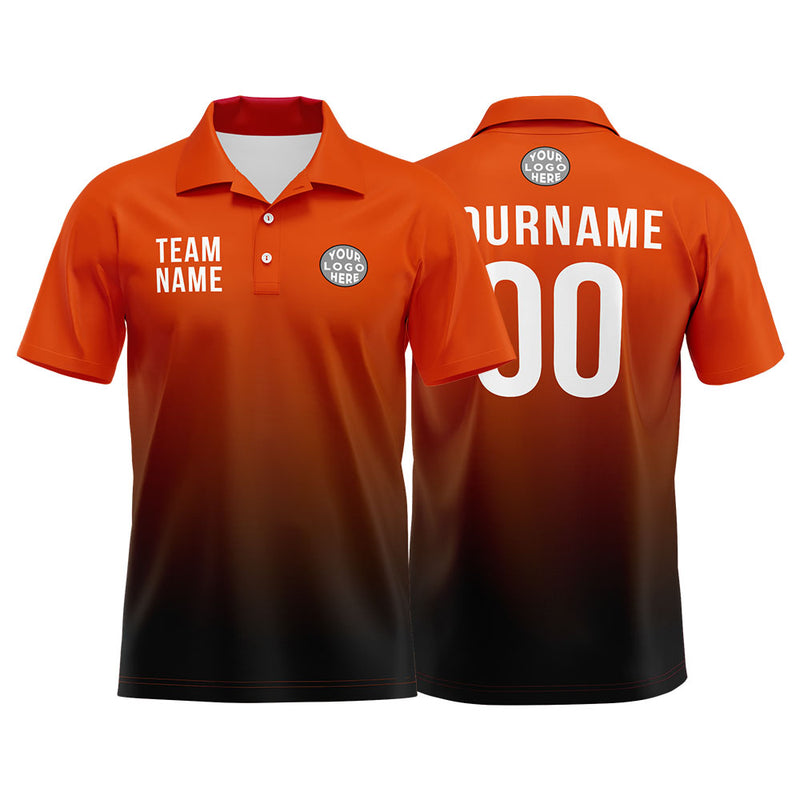 Custom Orange Black Football Polo Shirts Add Your Unique Logo/Name/Number
