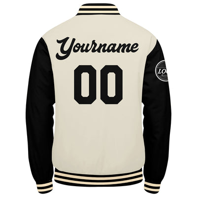 Custom Varsity Jacket Letterman jacket for Men, Women and Youth Black Cream enthsush