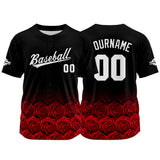 Custom Full Print Design Authentic Baseball Jersey rose-red