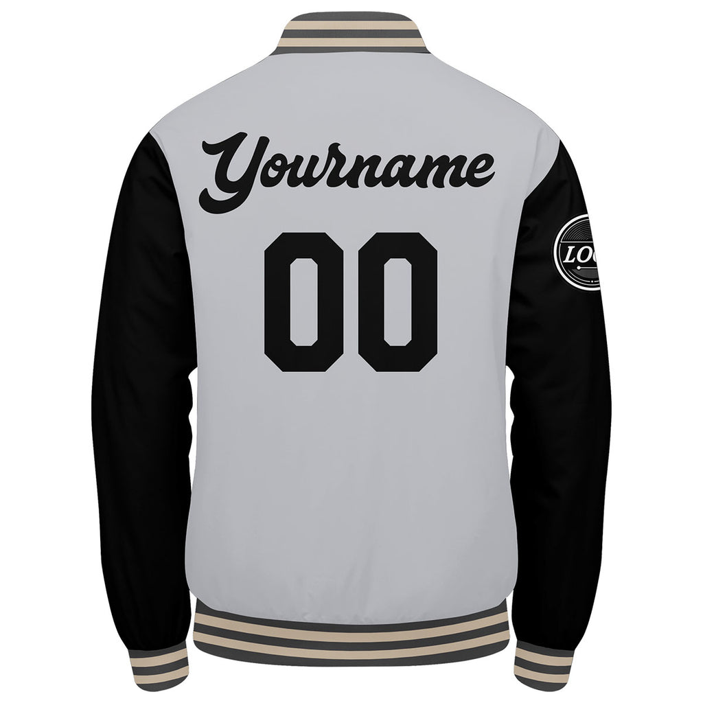 Custom Varsity Jacket Letterman jacket for Men, Women and Youth Grey Black Cream enthsush