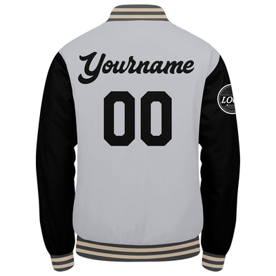 Custom Varsity Jacket Letterman jacket for Men, Women and Youth Grey Black Cream enthsush