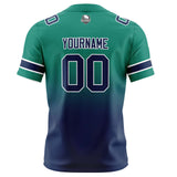 Custom Green Navy Gradient Football Jersey Personalized Football Shirts for Men Women  Printed Team Name Number Logo