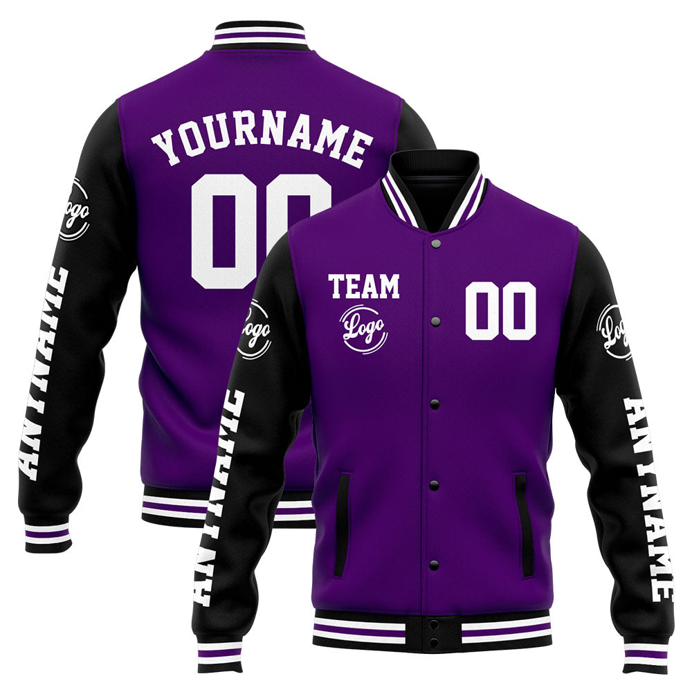 Custom Varsity Jacket Letterman jacket for Men, Women and Youth Purple Black enthsush