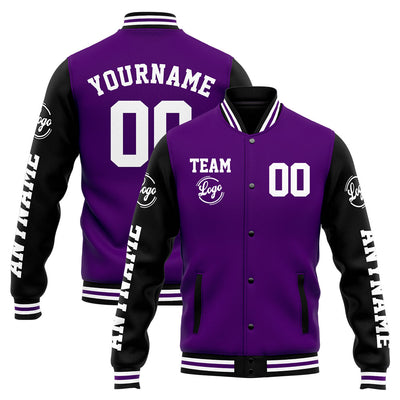 Custom Varsity Jacket Letterman jacket for Men, Women and Youth Purple Black enthsush