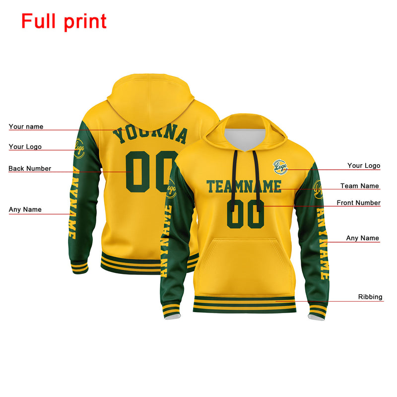 Custom Green Yellow Sweatshirt Hoodie For Men Women Girl Boy Print Your Logo Name Number