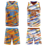 Custom Orange Blue Reversible Basketball Suit for Adults and Kids Personalized Jersey