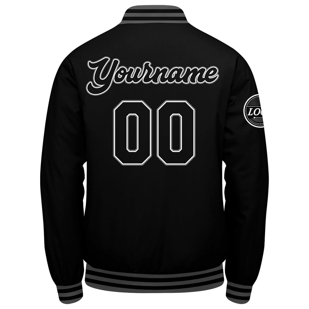 Custom Varsity Jacket Letterman jacket for Men, Women and Youth Black Grey enthsush