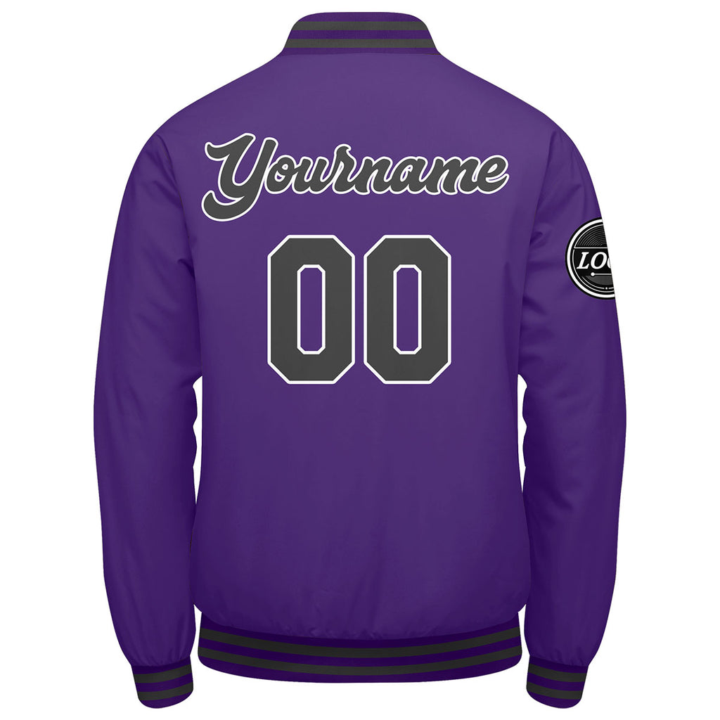 Custom Varsity Jacket Letterman jacket for Men, Women and Youth Purple Grey enthsush