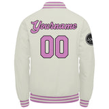 Custom Varsity Jacket Letterman jacket for Men, Women and Youth Cream Pink