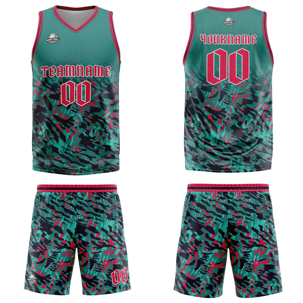 Custom Green Red Basketball Jersey Uniform Suit Printed Your Logo Name Number enthsush