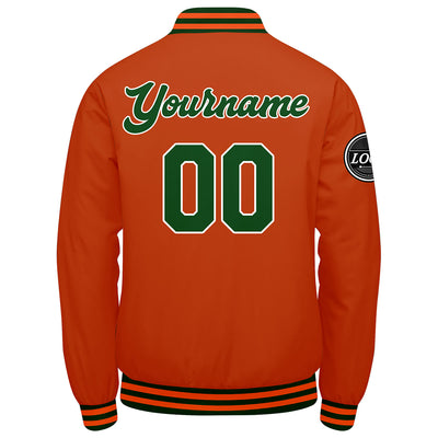 Custom Varsity Jacket Letterman jacket for Men, Women and Youth Dark Green Orange enthsush