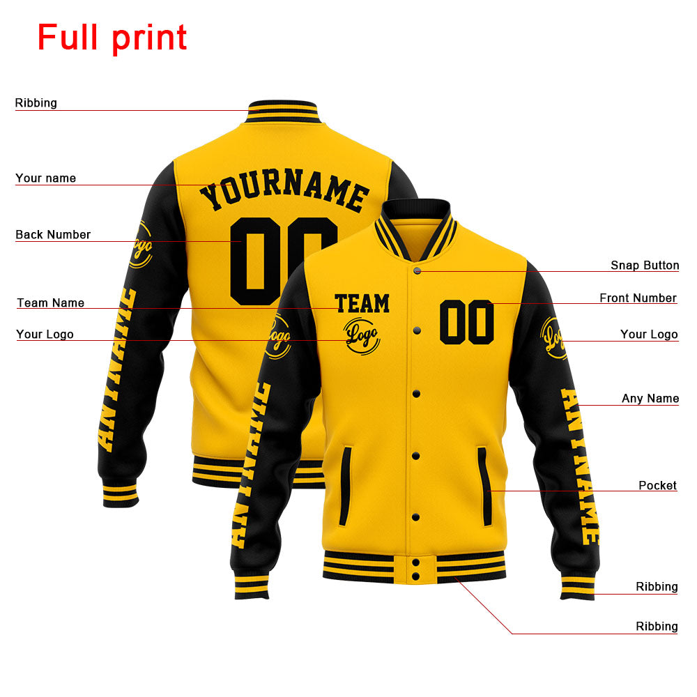 Custom Varsity Jacket Letterman jacket for Men, Women and Youth Yellow Black enthsush