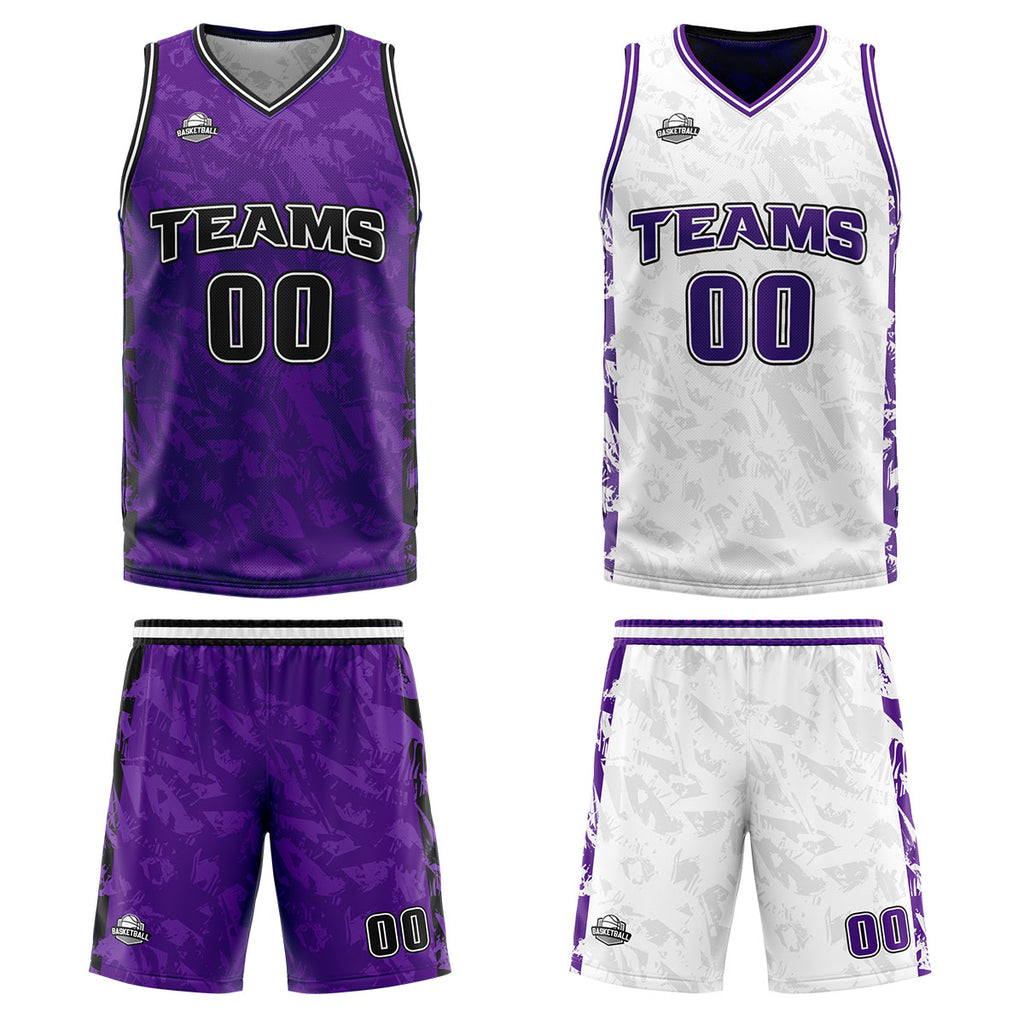 Custom Purple Reversible Basketball Suit for Adults and Kids Personalized Jersey enthsush