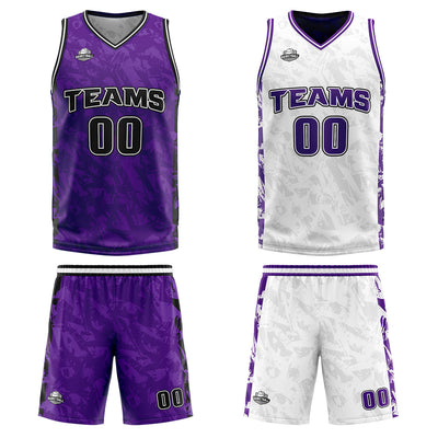 Custom Purple Reversible Basketball Suit for Adults and Kids Personalized Jersey enthsush