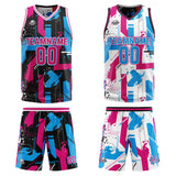 Custom Pink Light Blue Reversible Basketball Suit for Adults and Kids Personalized Jersey