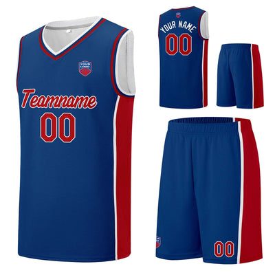 Custom basketball jersey shorts for men and women. Embroidered and printed name, number and logo Blue enthsush