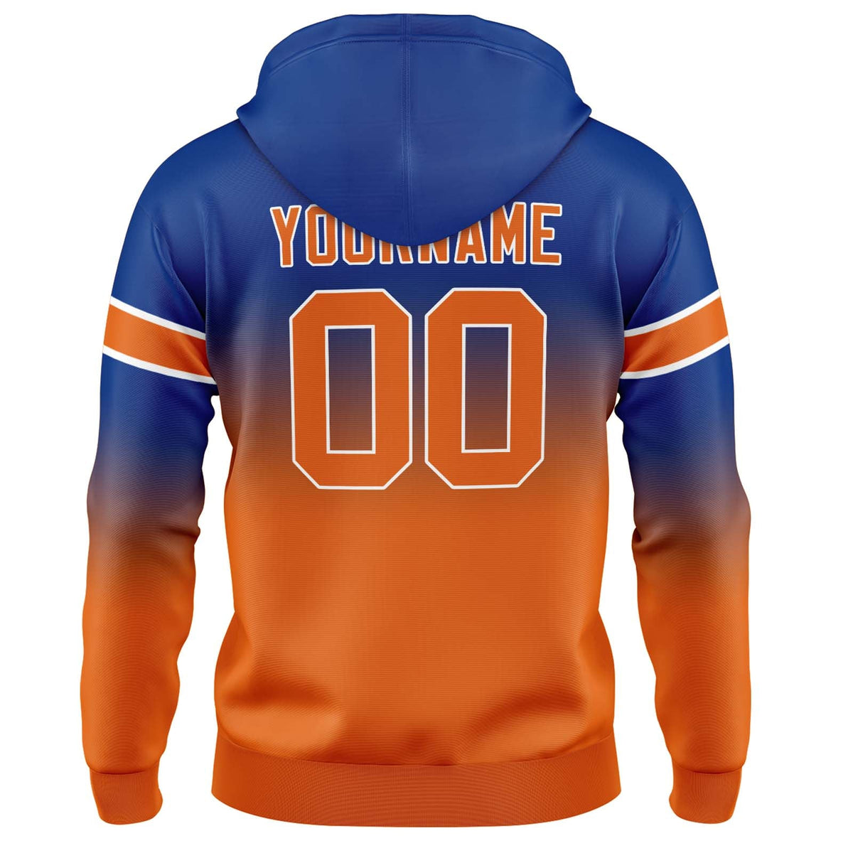 Custom Gradient Hoodie For Man Woman Girl Boy Print Your Logo Name Number Royal&Orange enthsush